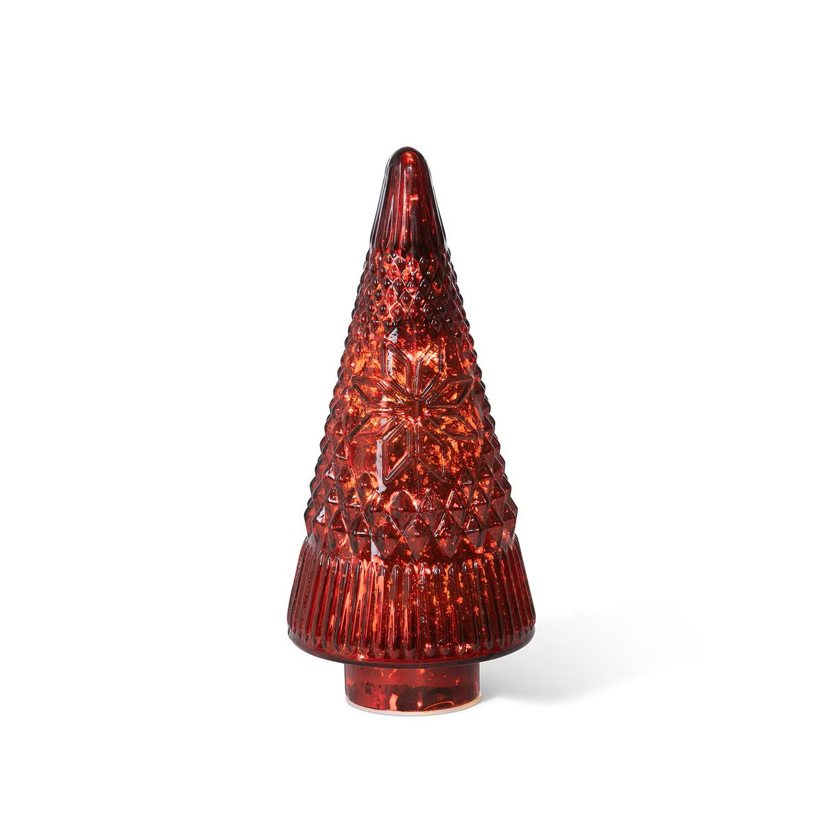 Red Glass Lighted Christmas Tree Small Lit Up