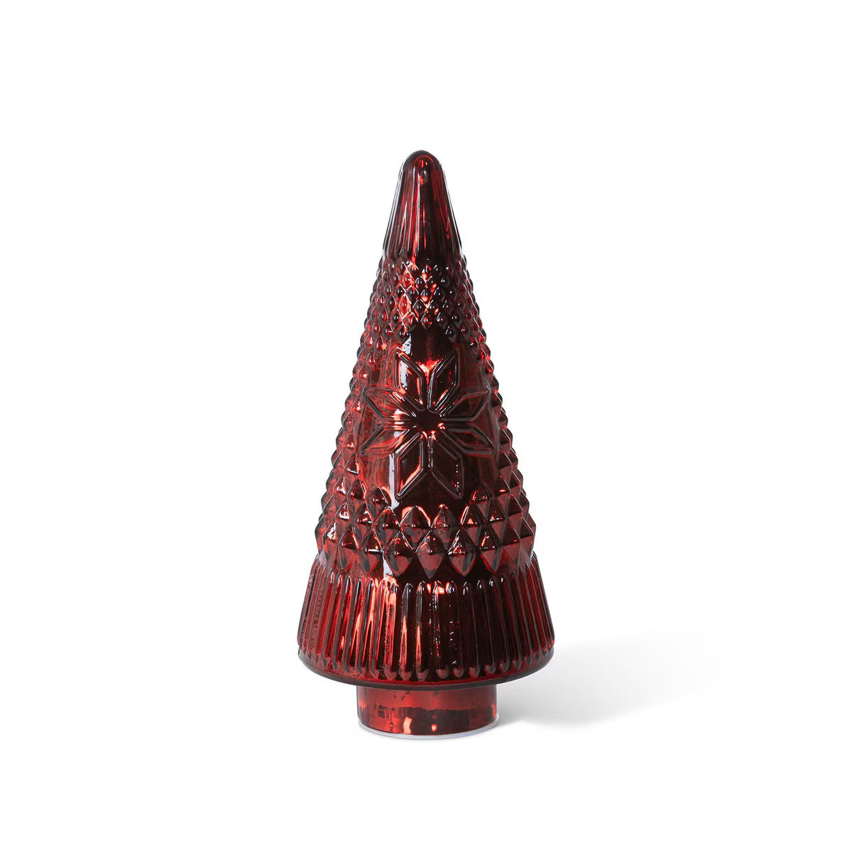 Red Glass Lighted Christmas Tree Small