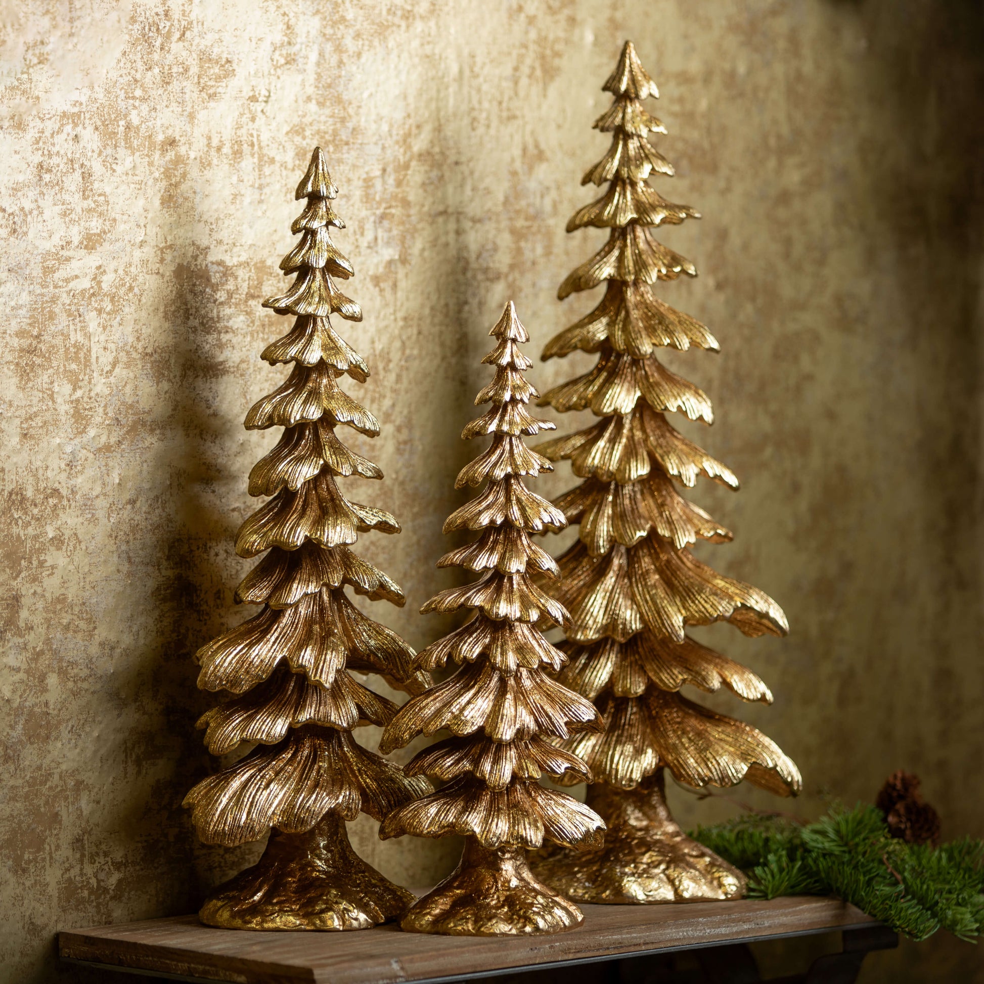 Gold Tabletop Tree Trio Dark