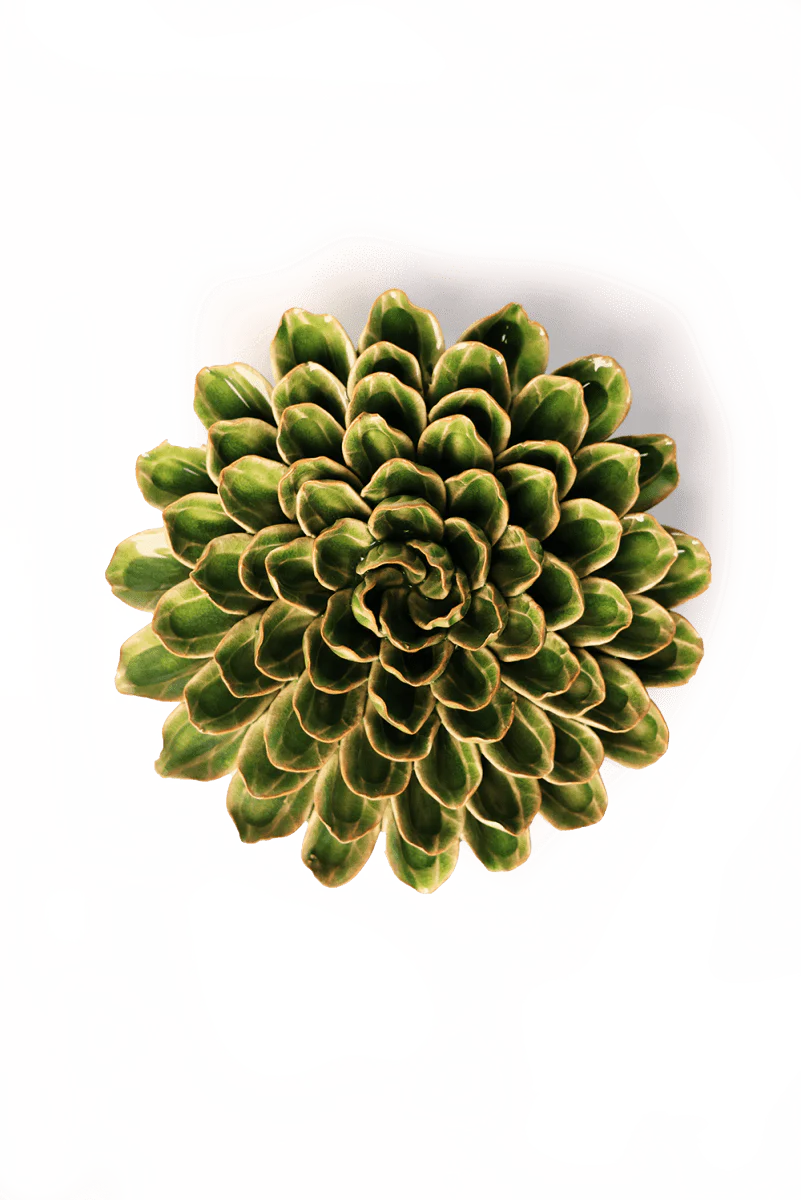Green Unicorn Zinnia Ceramic Wall Flower