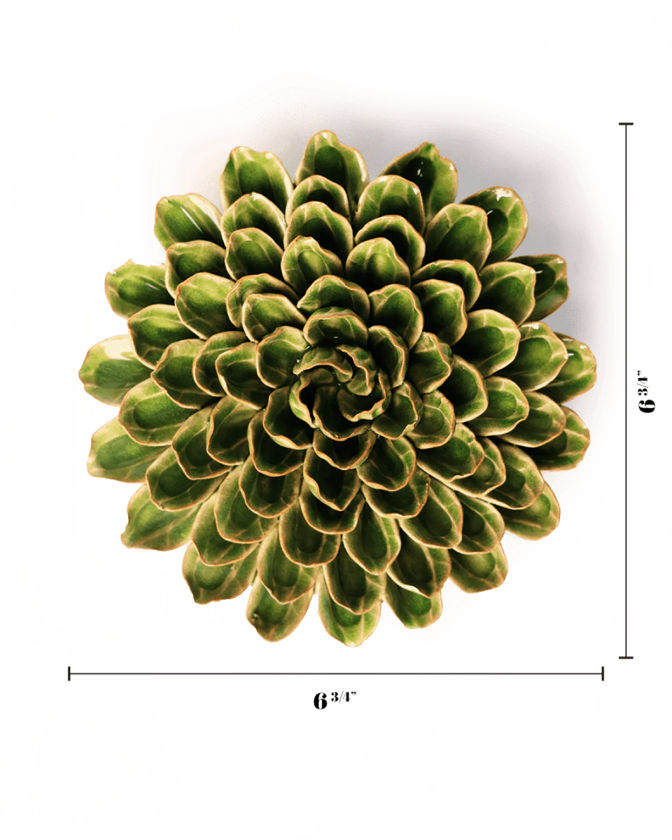 Green Unicorn Zinnia Ceramic Wall Flower