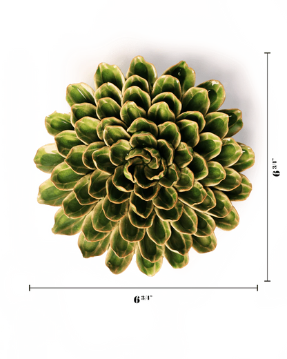 Green Unicorn Zinnia Ceramic Wall Flower