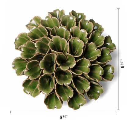 Green Polyp Ceramic Wall Flower - Large