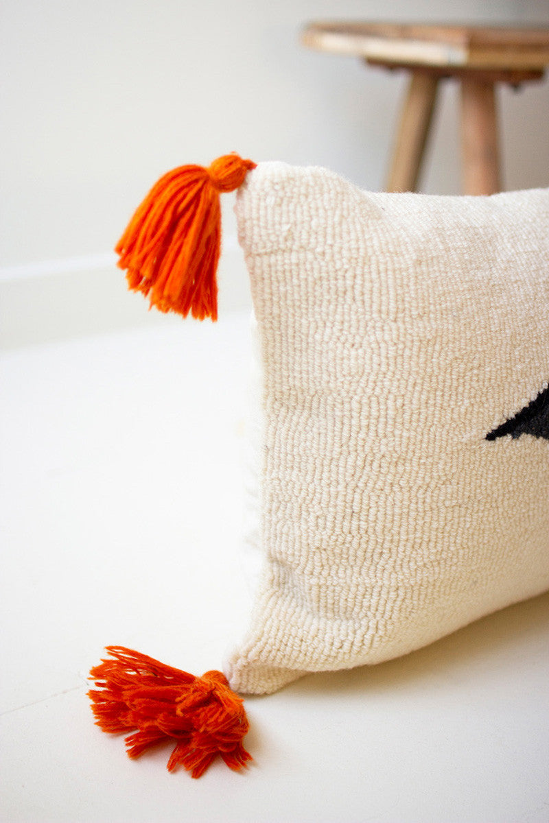 Halloween Hand-Hooked Bat Pillow