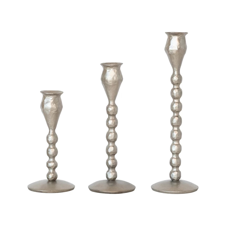 Hand-Forged Cast Iron Taper Holders - Set of 3