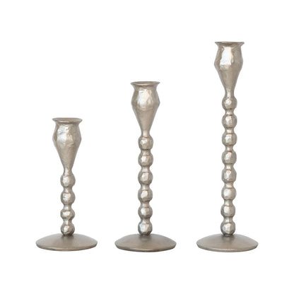 Hand-Forged Cast Iron Taper Holders - Set of 3