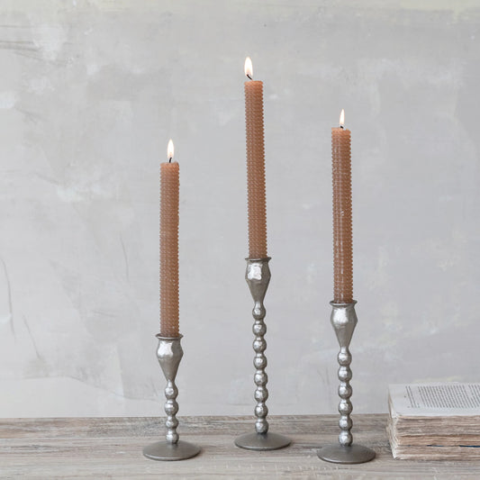 Hand-Forged Cast Iron Taper Holders - Set of 3
