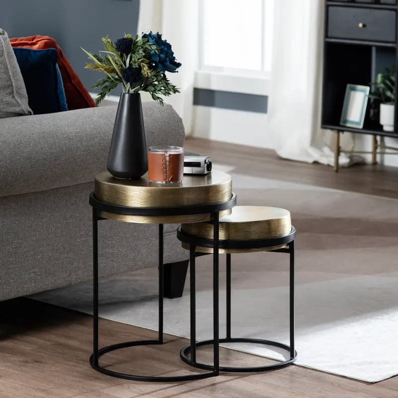 Hudson Textured Brass Nesting Tables