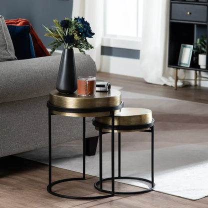 Hudson Textured Brass Nesting Tables