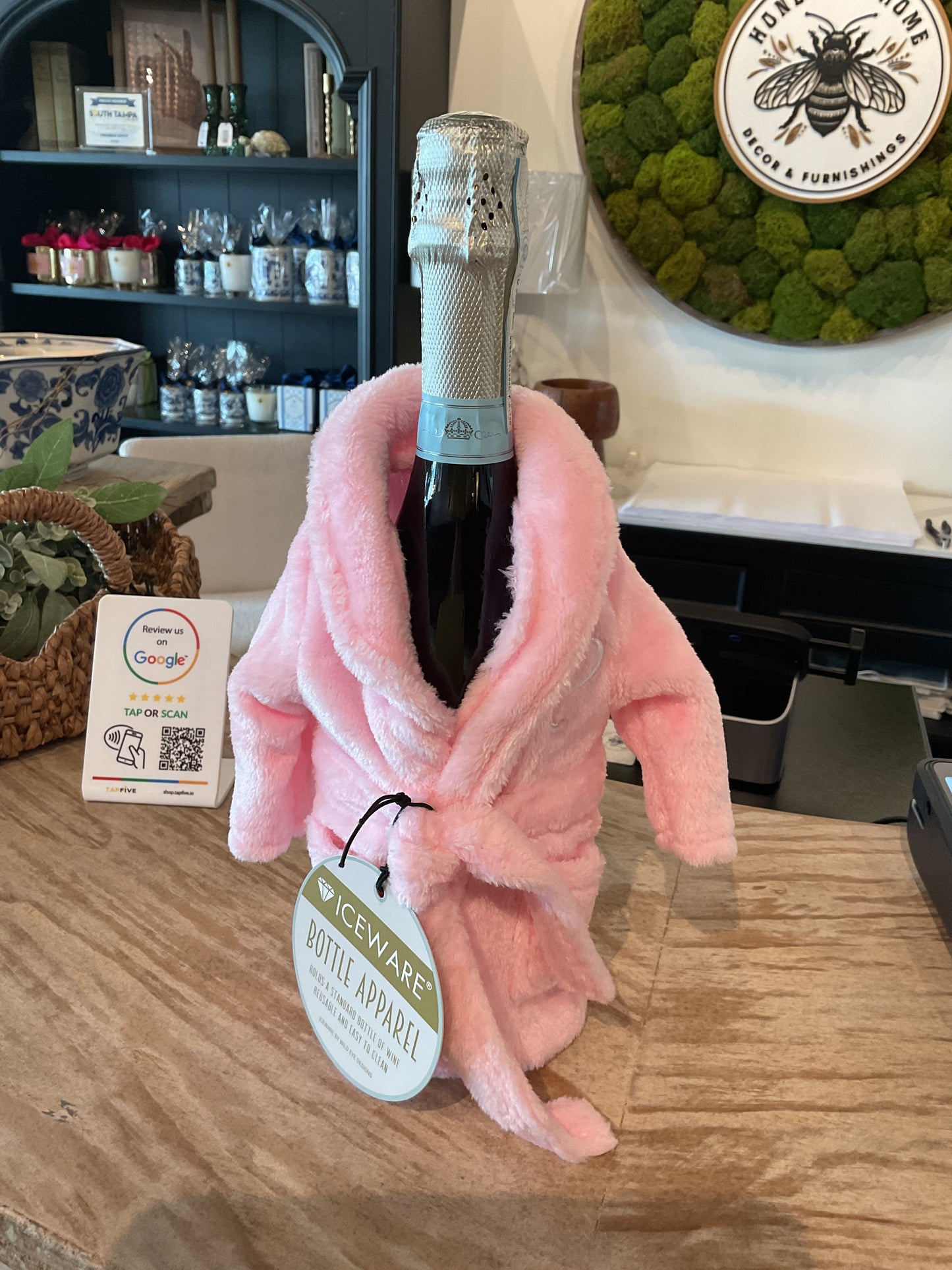 Pink Terry Cloth Bathrobe Wine Bottle Cover