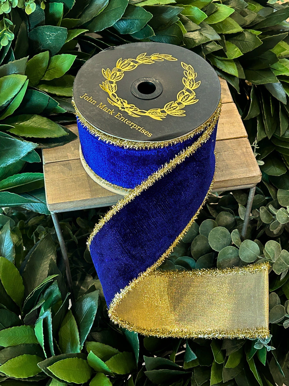 Velvet Metallic Tinsel Blue - 2.5”x10yds