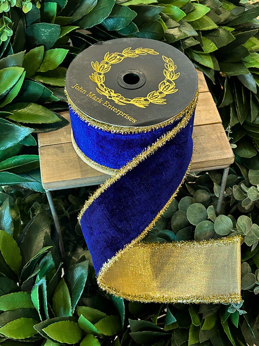 Velvet Metallic Tinsel Blue - 2.5”x10yds