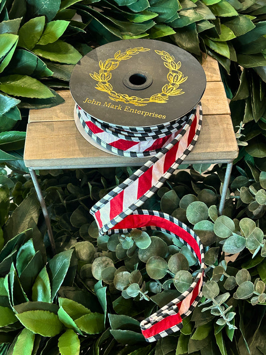 Candy Cane Stripe Blk/White - 1”x10yds