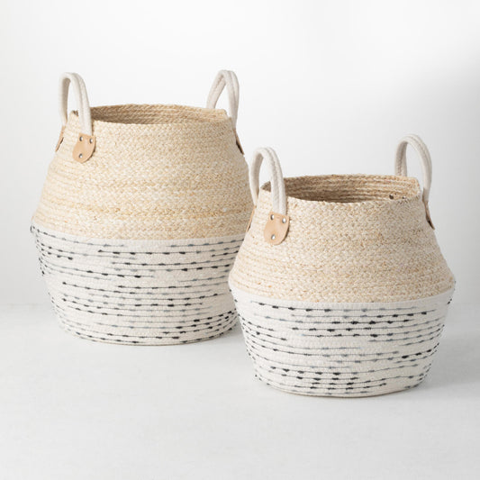 White and Gray Jug Baskets - Set of 2