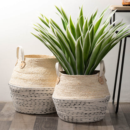 White and Gray Jug Baskets - Set of 2