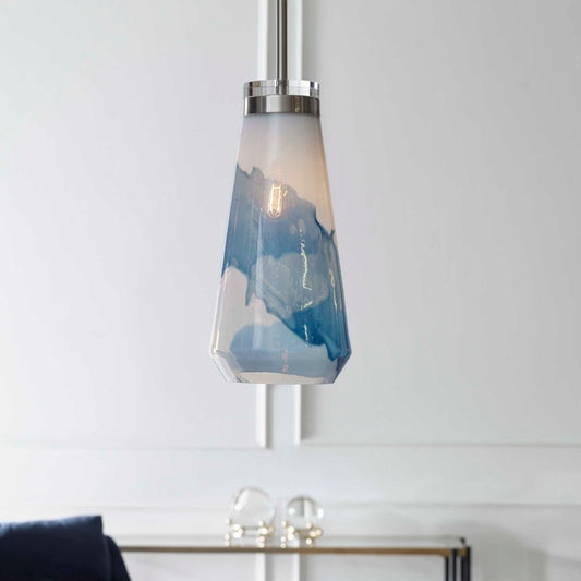 Windswept Blue & White 1 Light Mini Pendant