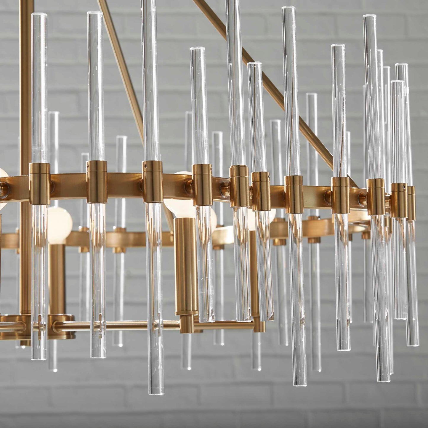 Crystal Stick 8 Light Brass Chandelier