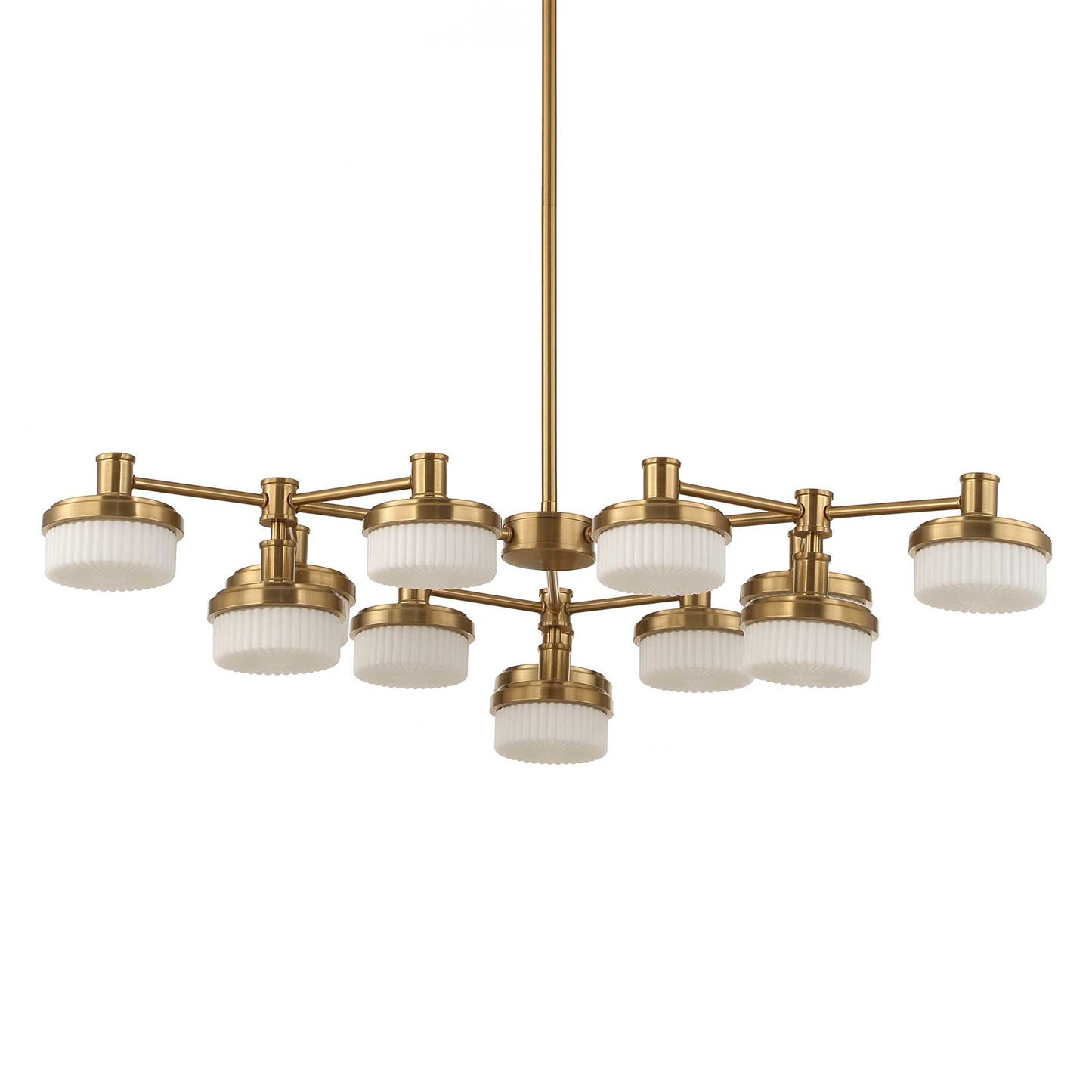 Wedge 12 Lt LED Brass Chandelier