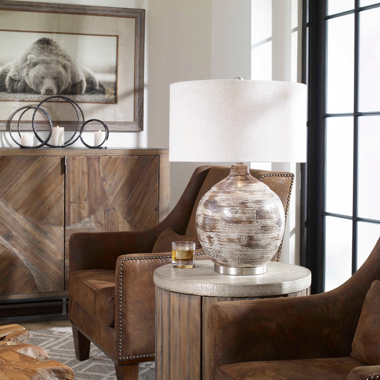 Tamula Distressed Ivory Table Lamp