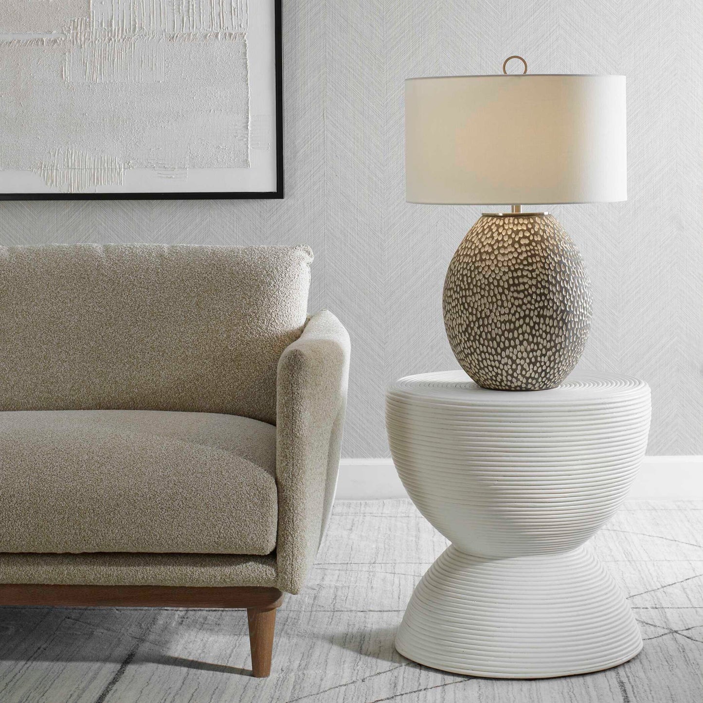 Cyprien Gray White Table Lamp