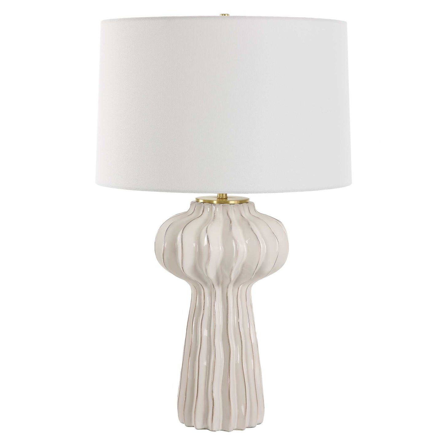 Wrenley Ridged White Table Lamp