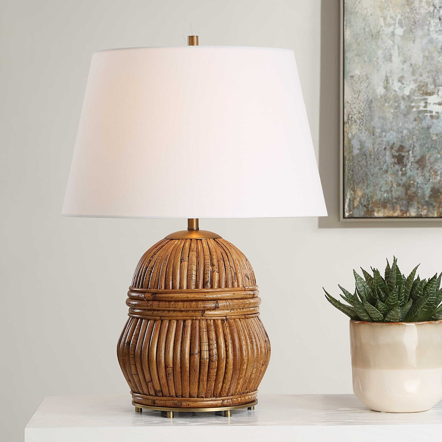 Reed Honey Rattan Table Lamp