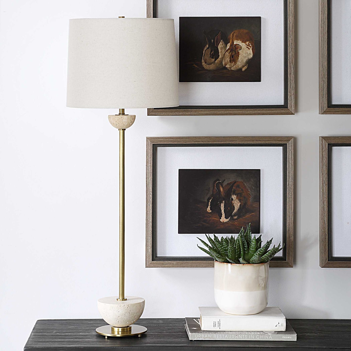 Hemisphere Brass Buffet Lamp