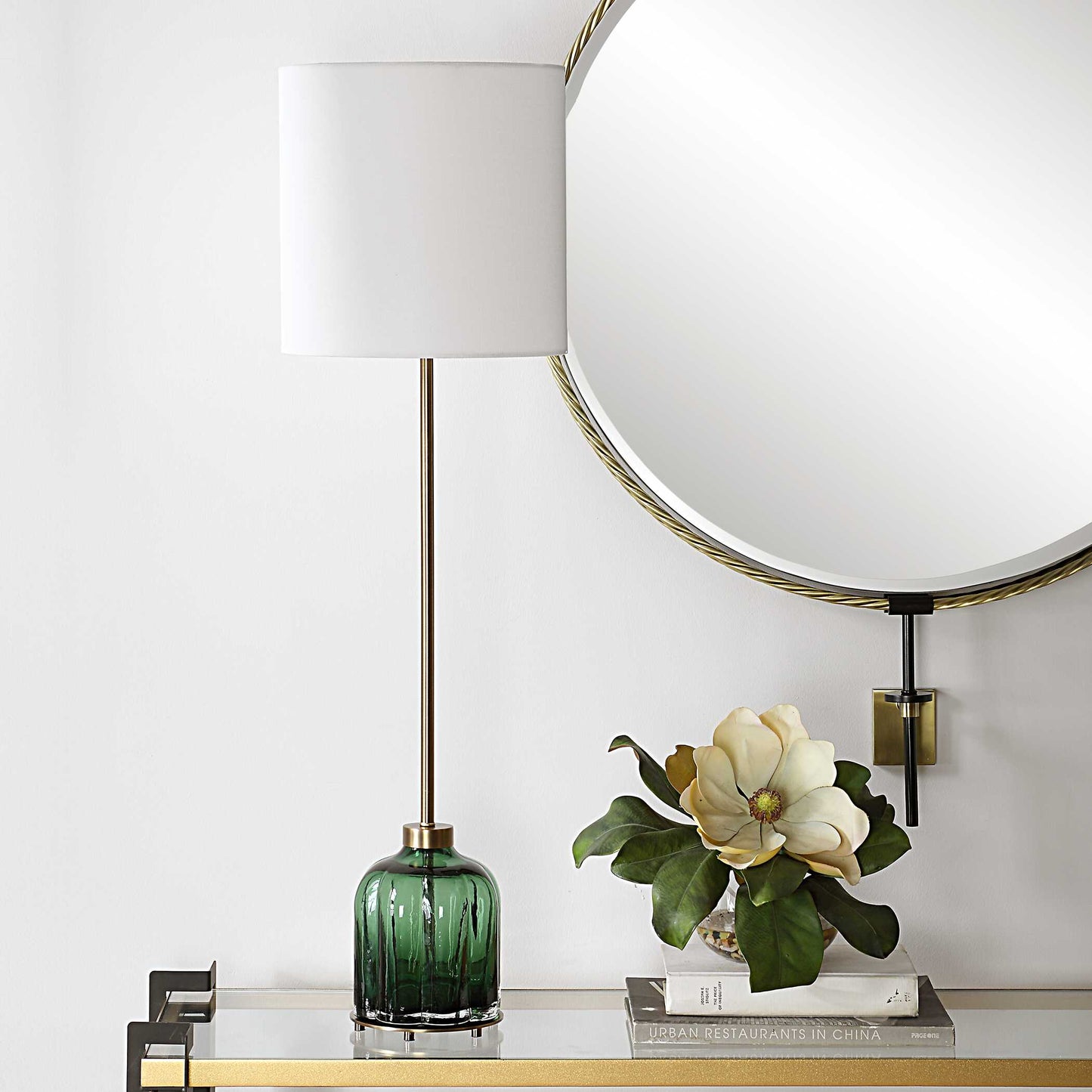 Lois Green Glass Buffet Lamp