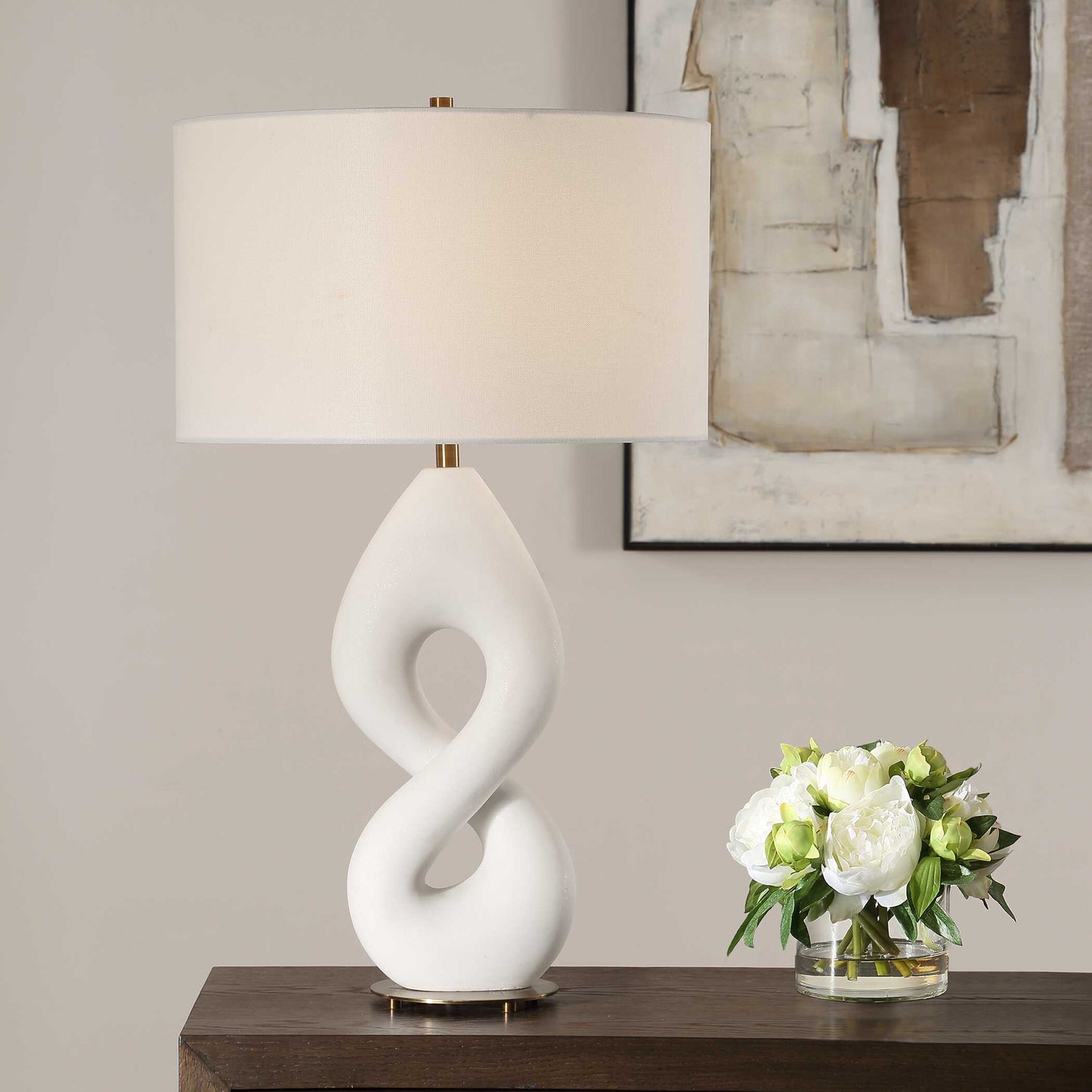 Meridian Ivory Stone Table Lamp