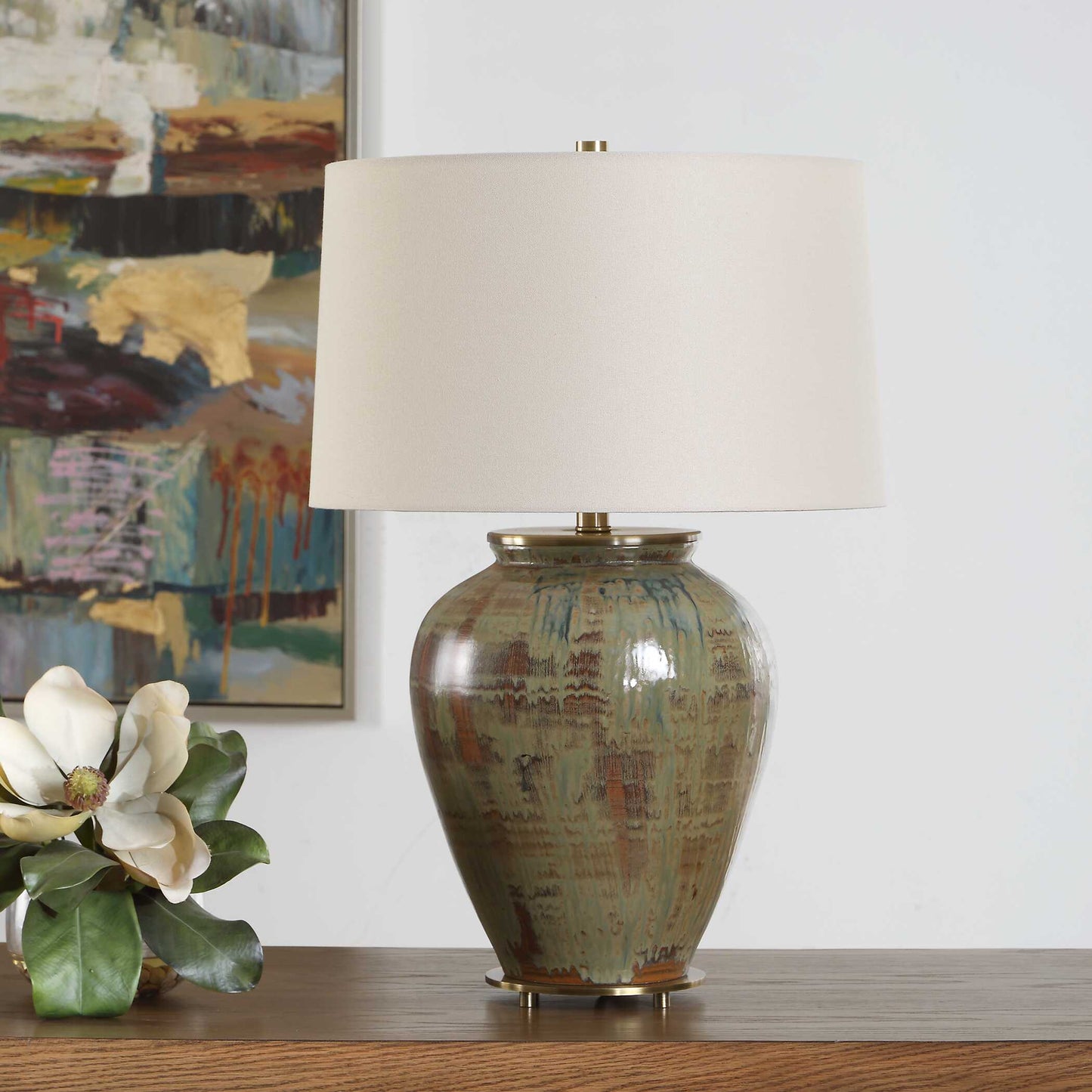 Olisa Brown Green Table Lamp