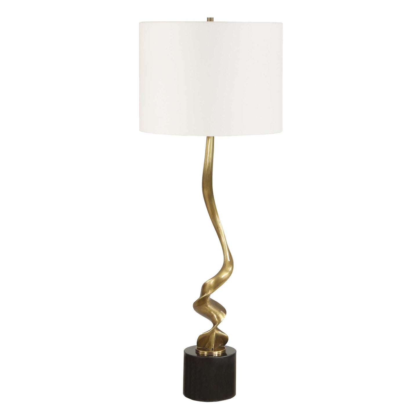 Spiraling Cordless Brass Buffet Lamp
