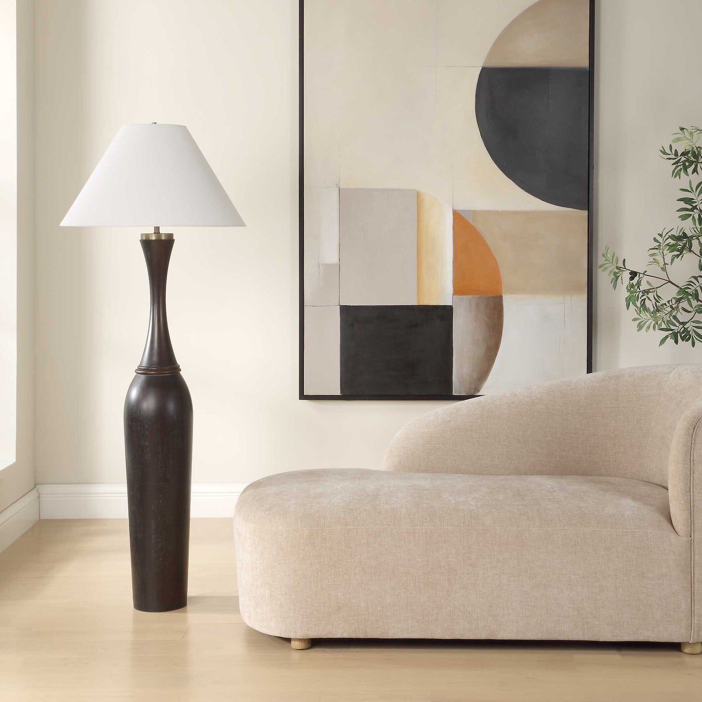 Pravin Dark Wood Floor Lamp