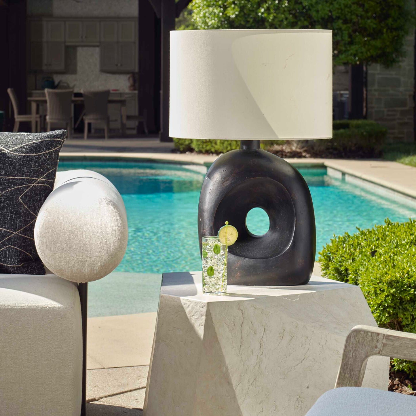Peephole Outdoor Bronze Table Lamp