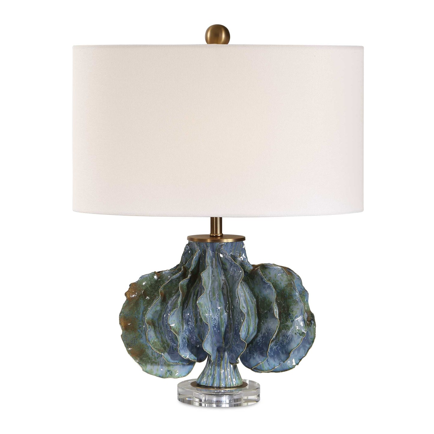 Ruffle Up Blue Green Table Lamp