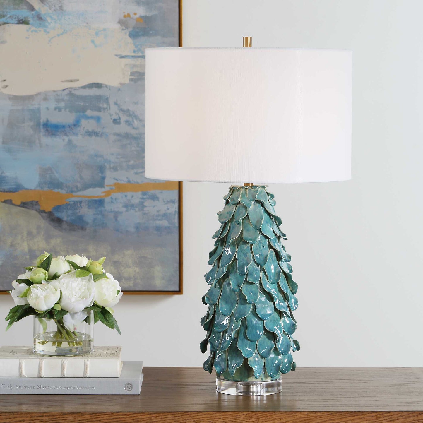 Mina Teal Blue Table Lamp