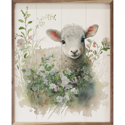Laying Lamb Wooden Art