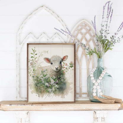 Laying Lamb Wooden Art