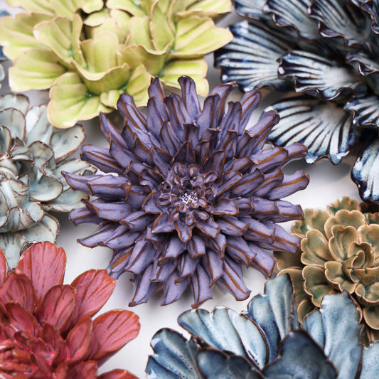 Lilac Chrysanthemum Ceramic Wall Flower