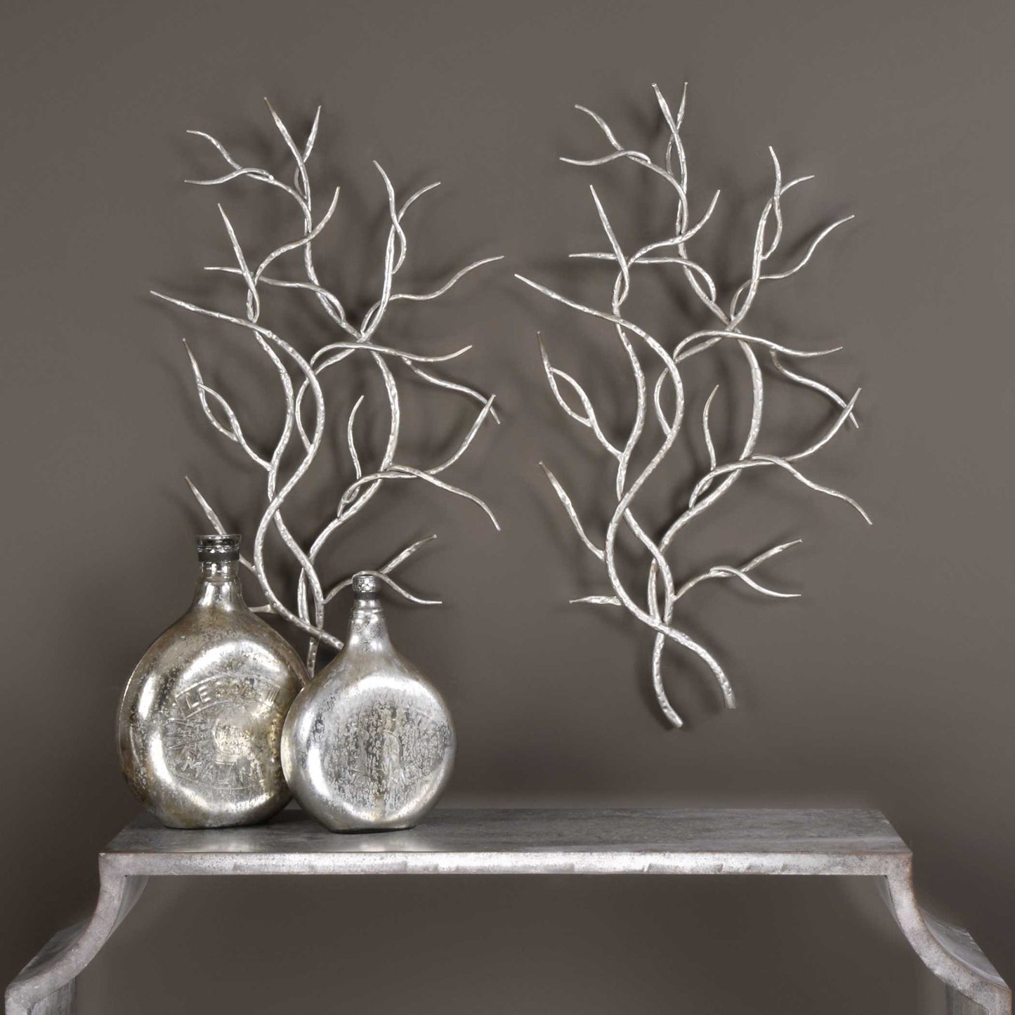 Silver Branches Wall Art Set/2