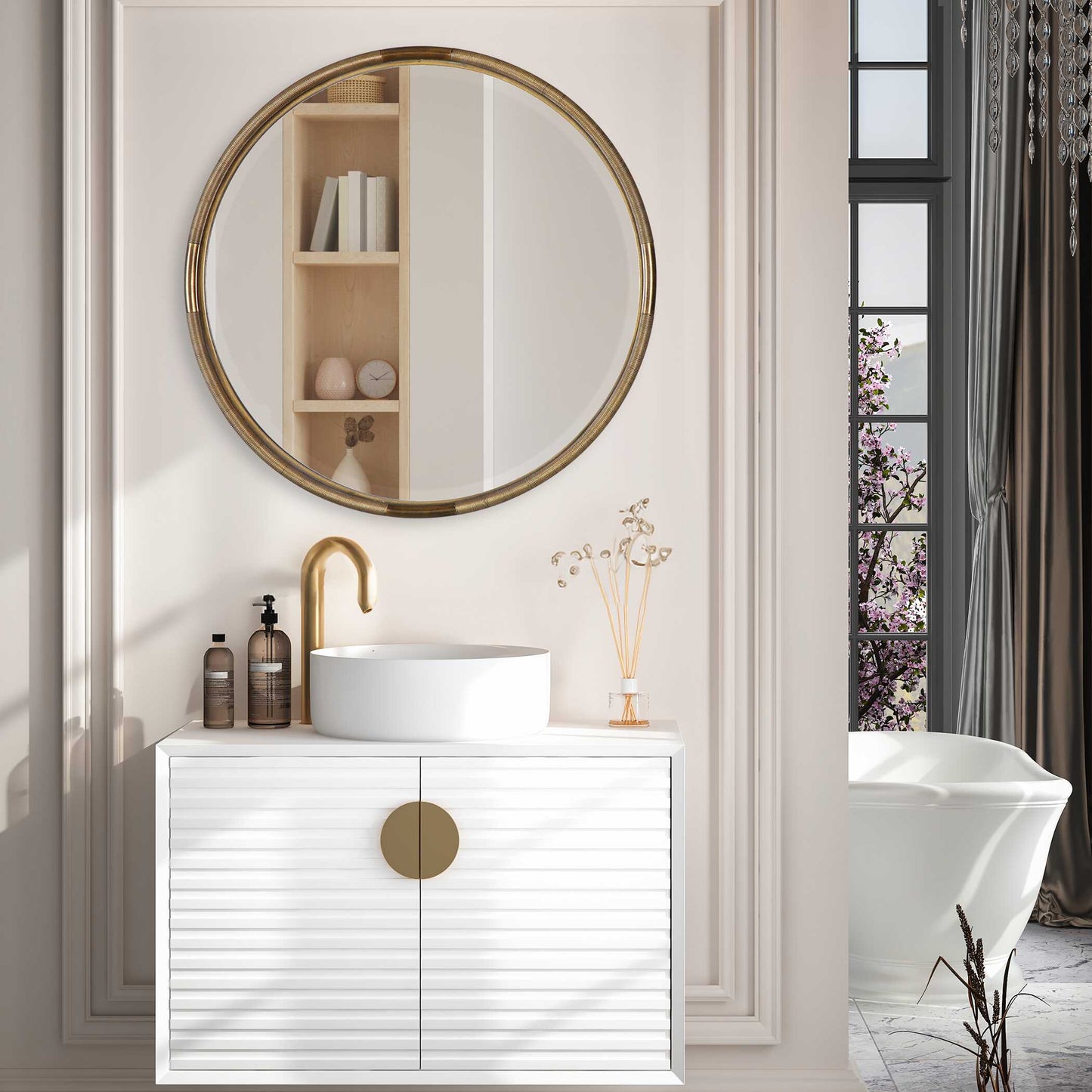 Finnick Iron Coil Round Mirror