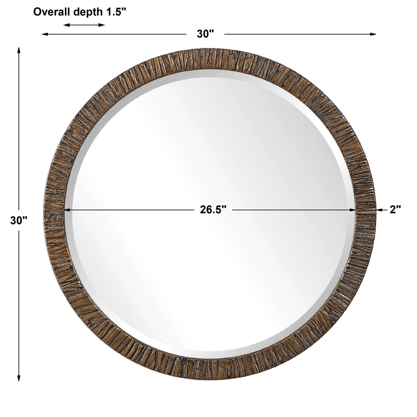Wayde Gold Bark Round Mirror