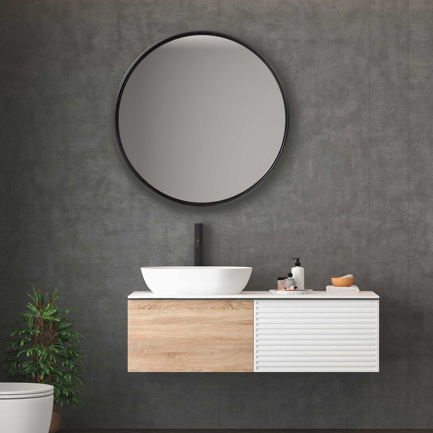 Belham Round Iron Mirror