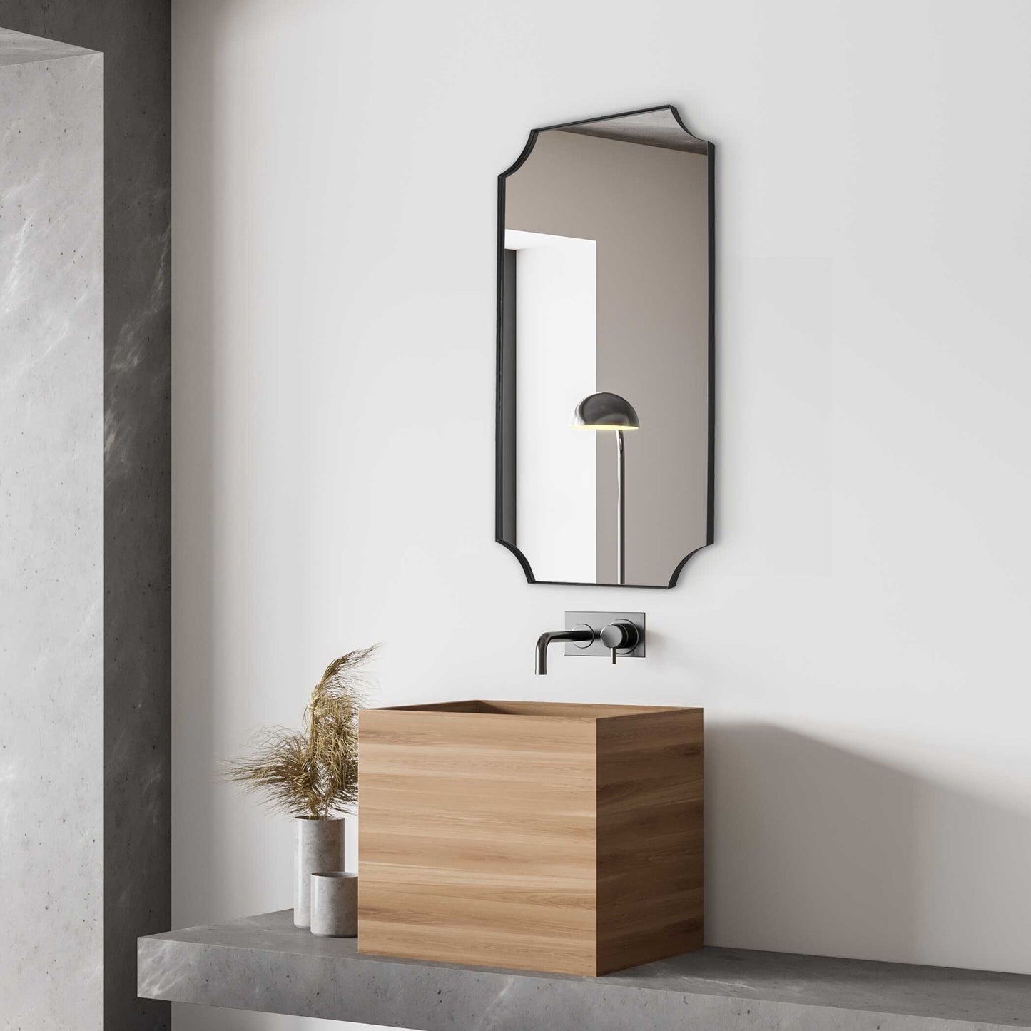 Lennox Black Scalloped Corner Mirror