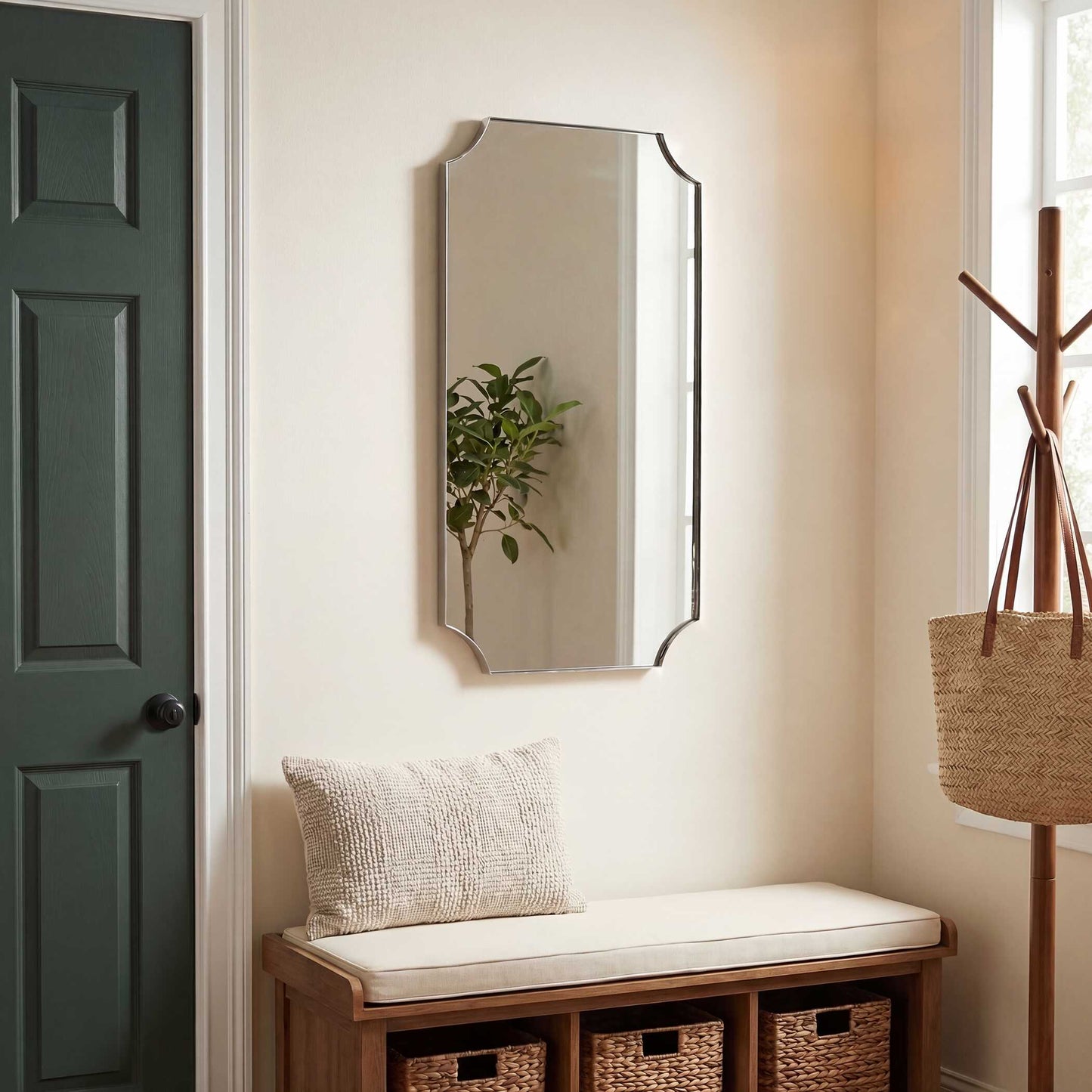 Lennox Nickel Scalloped Corner Mirror