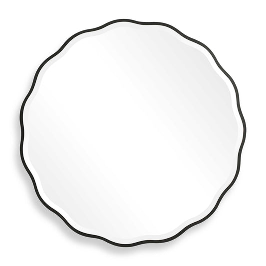 Aneta Black Round Mirror