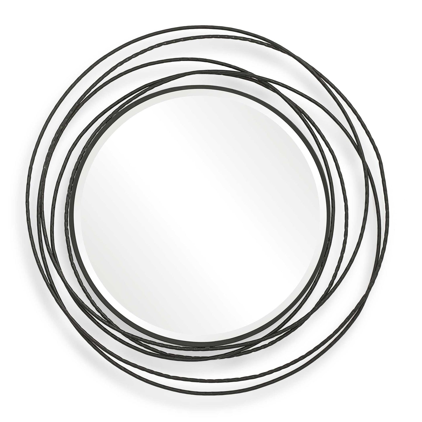 Whirlwind Black Round Mirror