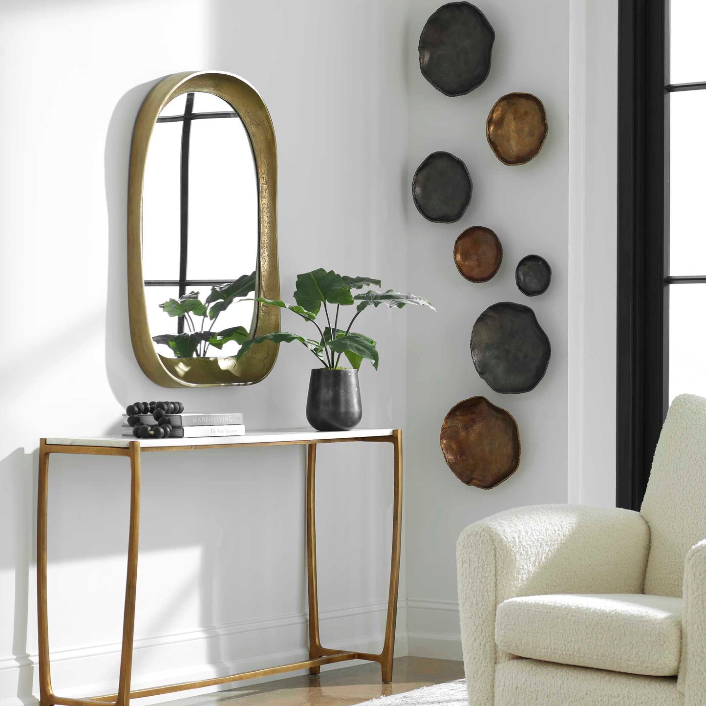 Lucky Coins Brass Wall Bowls Set/4