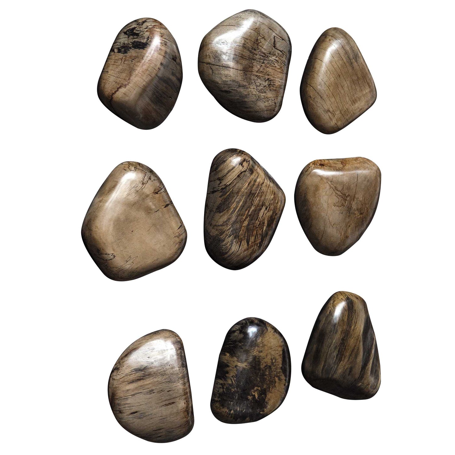 Pebbles Walnut Wood Wall Décor Set/9