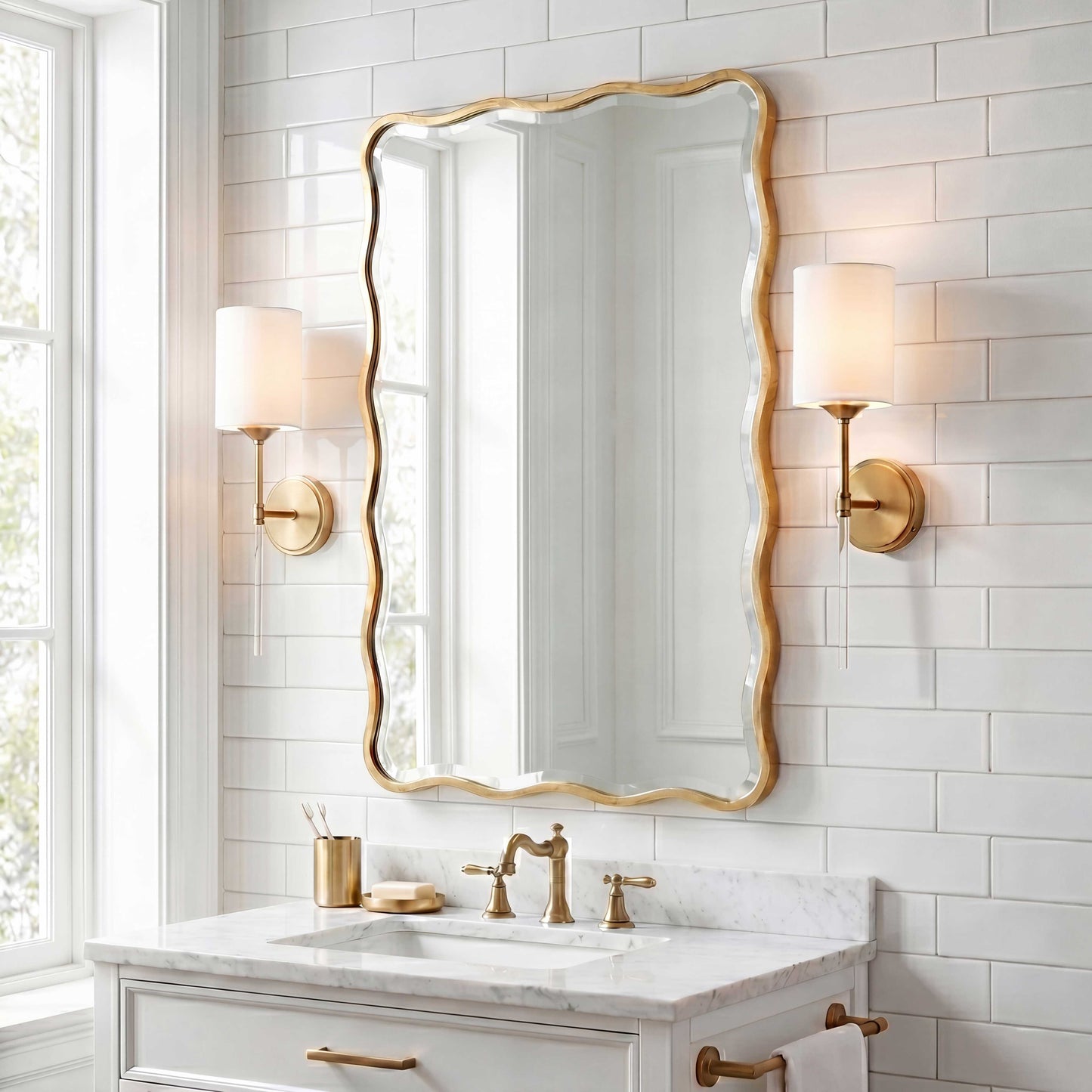 Aneta Gold Scalloped Mirror