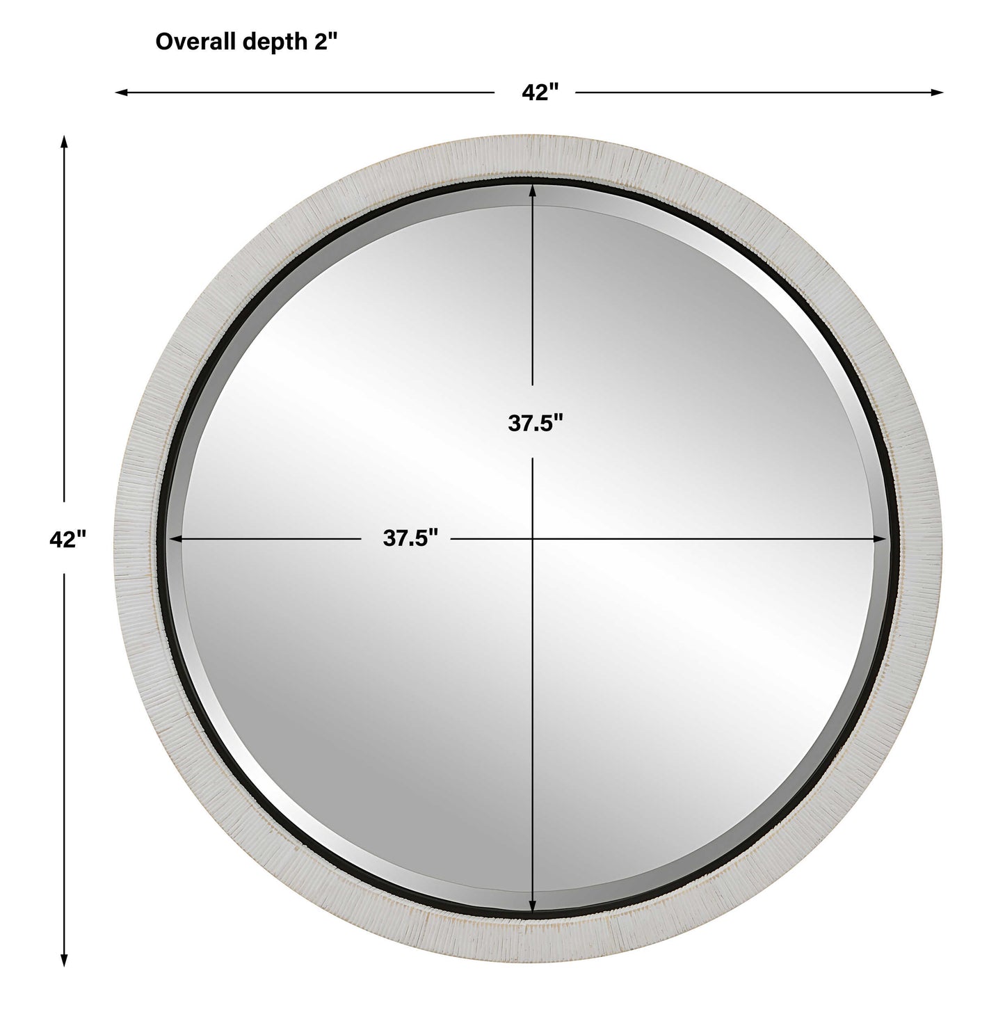 Granada Whitewash Round Mirror